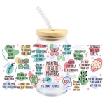 16oz Glass Cup - Mental Health Matters